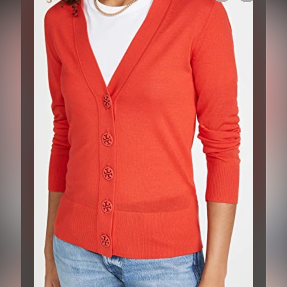 Tory Burch Red/Orange Cardigan